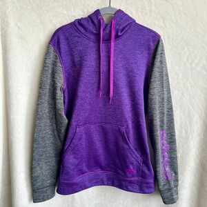 Adidas Climawarm Purple Grey Colorblock Hoodie Camo Sleeve Logo Medium M